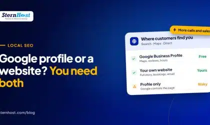 Google Business Profile vs website comparison showing what each one does for a small business
