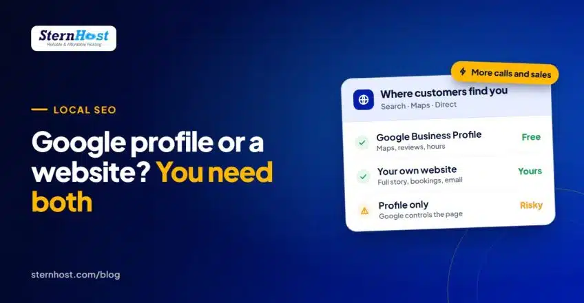 Google Business Profile vs website comparison showing what each one does for a small business