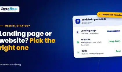 Landing page vs website comparison showing when a small business should use each one