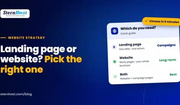 Landing page vs website comparison showing when a small business should use each one
