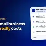 Small business website cost breakdown for 2026 showing domain, hosting, SSL and email costs